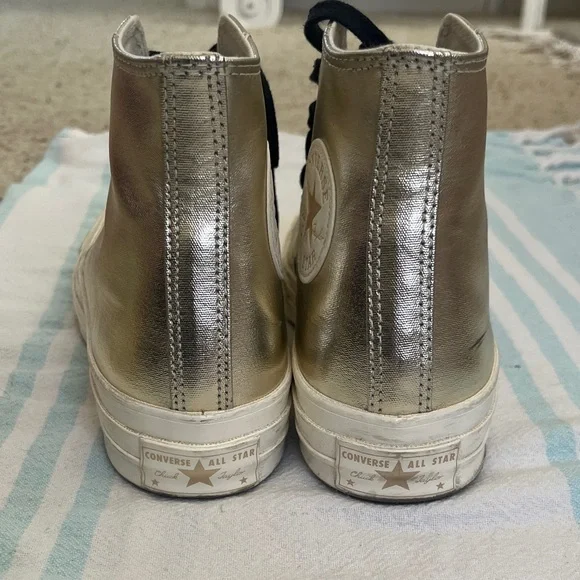 GOLD Converse RARE Metallic High Top Sneakers with Black Laces - Picture 4 of 9